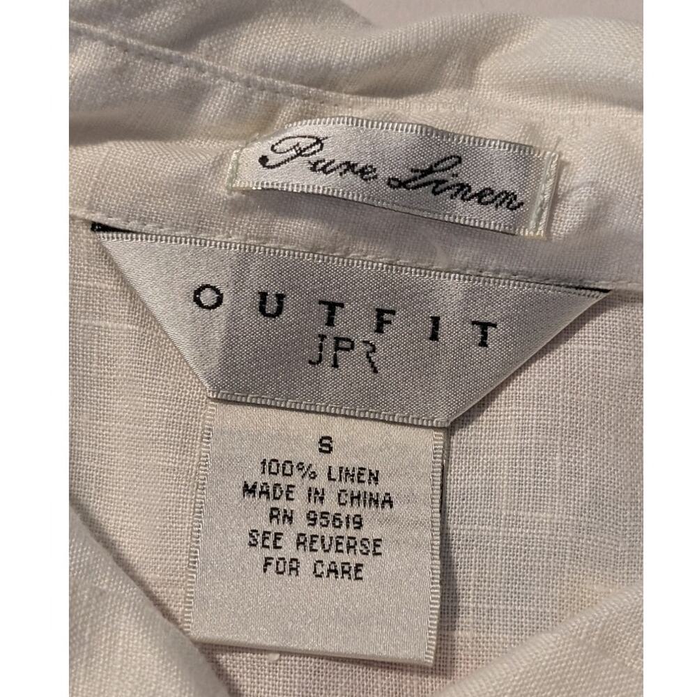Outfit JPR 100% Pure Linen Cream Eyelet Detailing Button Front Top Womens Sz S - Picture 3 of 8